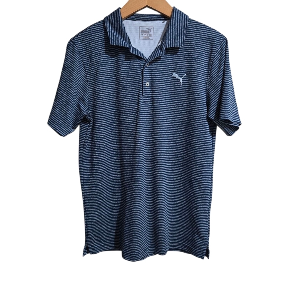 Puma Blue and White Polo Shirt Athletic Style. Men's Size Small